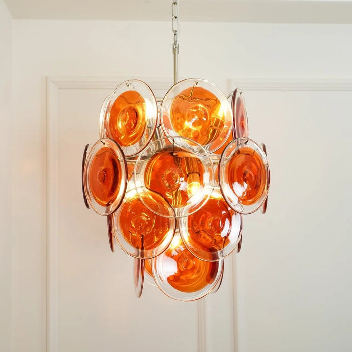 Murano Orange Disk Glass Chandelier - Simprolos