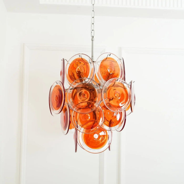 Murano Orange Disk Glass Chandelier - Simprolos