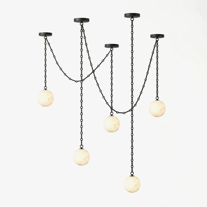 ndustrial Alabaster Orb Chain Chandelier - Simprolos