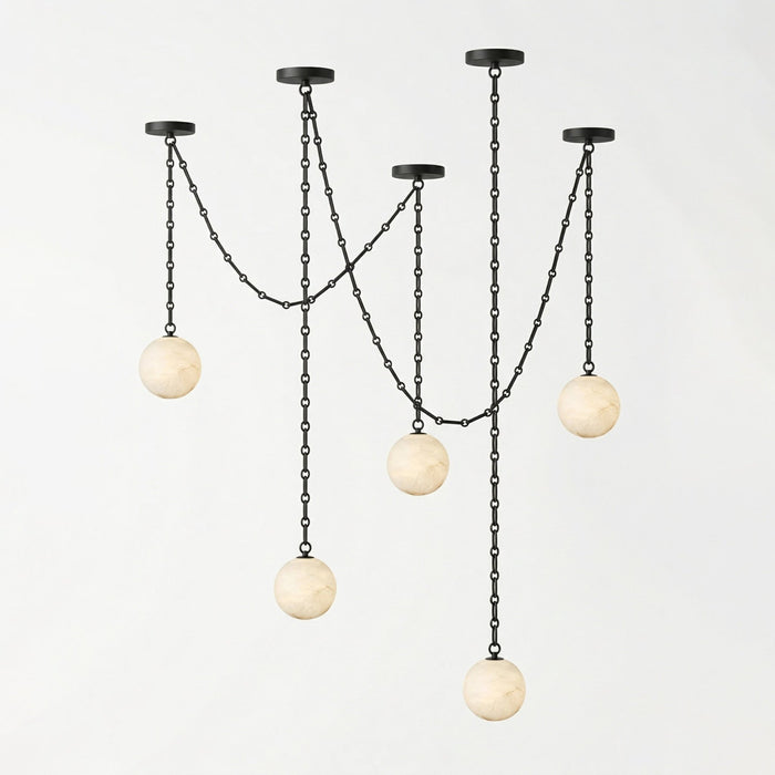 ndustrial Alabaster Orb Chain Chandelier - Simprolos
