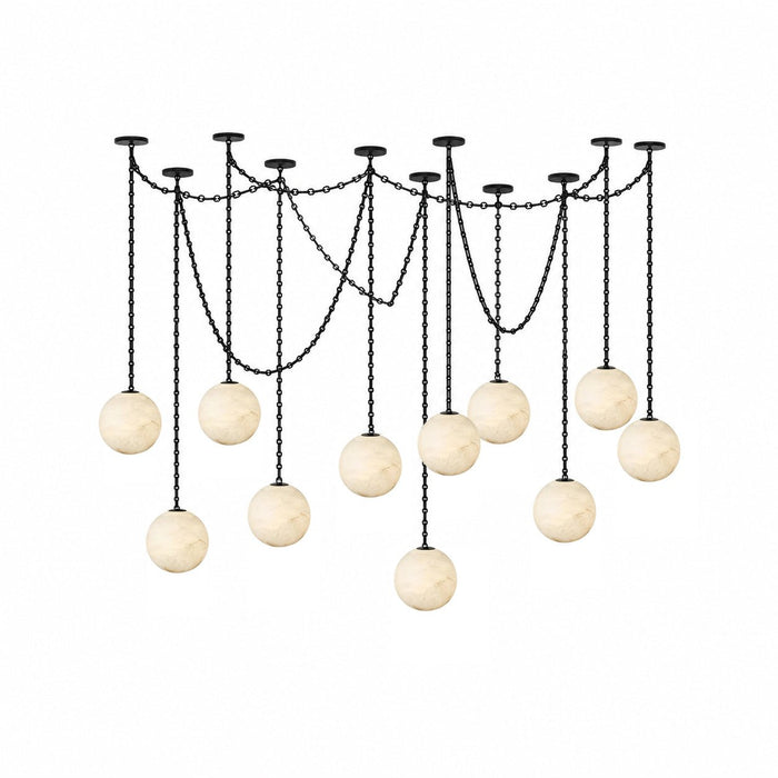 ndustrial Alabaster Orb Chain Chandelier - Simprolos