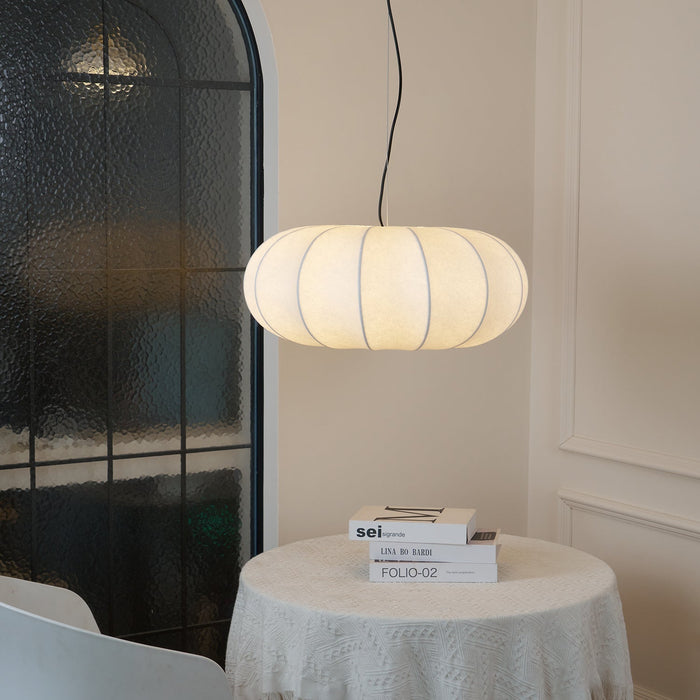 Oblate Silk Pendant Lamp - Simprolos