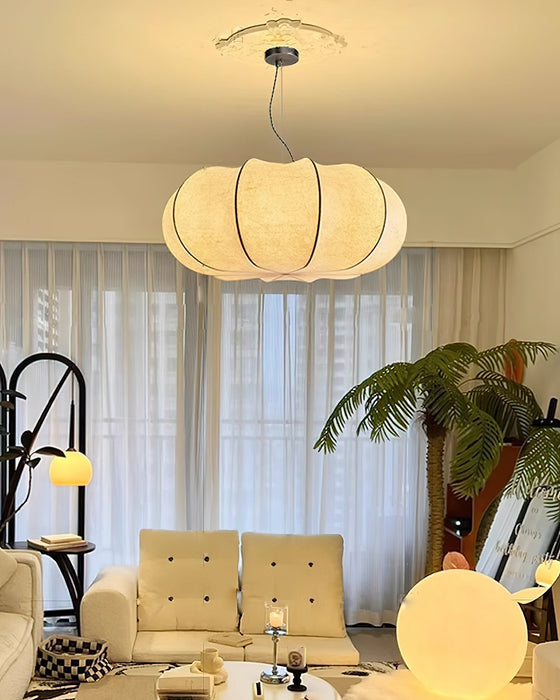 Oblate Silk Pendant Lamp - Simprolos
