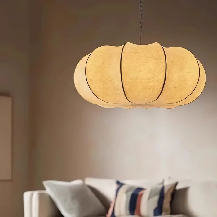 Oblate Silk Pendant Lamp - Simprolos