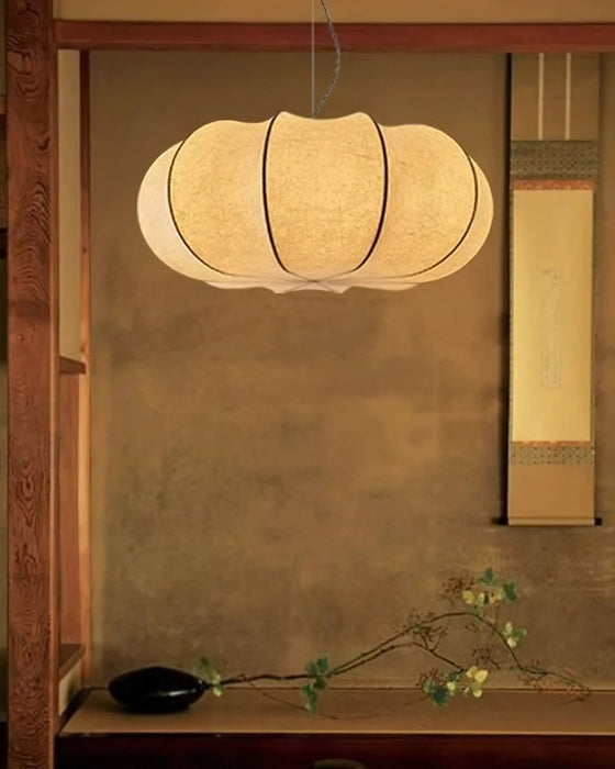 Oblate Silk Pendant Lamp - Simprolos