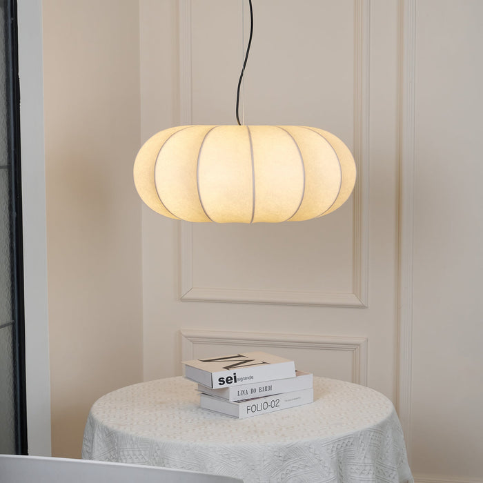 Oblate Silk Pendant Lamp - Simprolos
