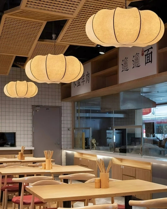Oblate Silk Pendant Lamp - Simprolos