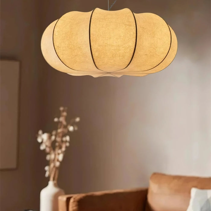 Oblate Silk Pendant Lamp - Simprolos