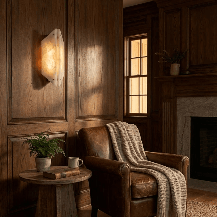 Onyxa Crest Alabaster Wall Lamp - Simprolos