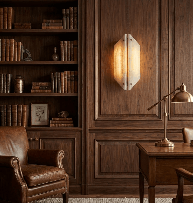 Onyxa Crest Alabaster Wall Lamp - Simprolos