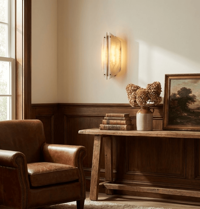 Onyxa Crest Alabaster Wall Lamp - Simprolos
