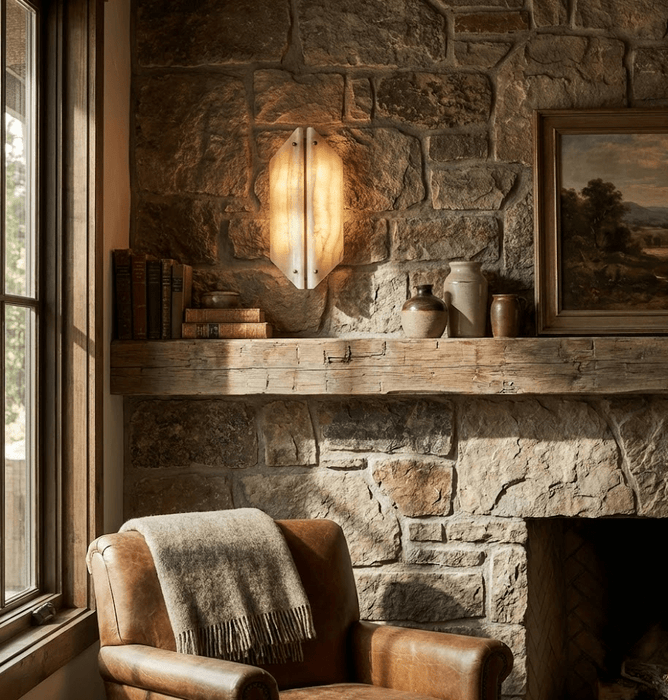 Onyxa Crest Alabaster Wall Lamp - Simprolos