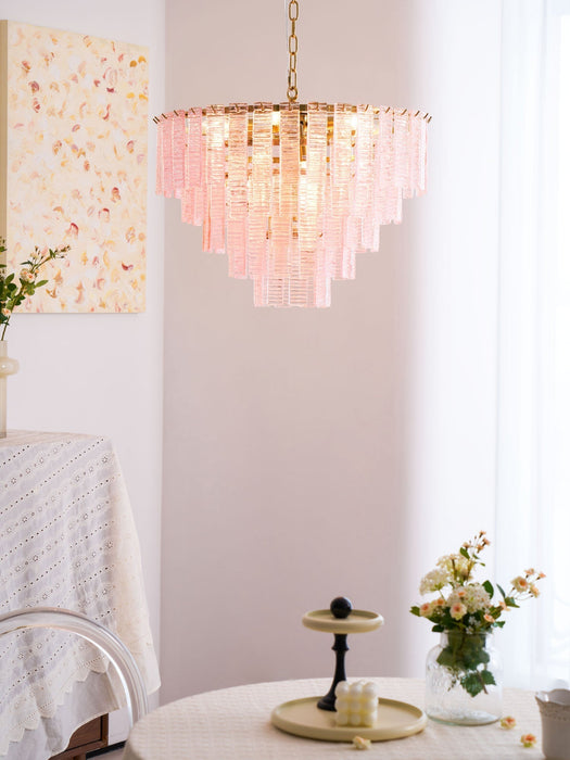 Opalora Pink Glass Chandelier - Simprolos