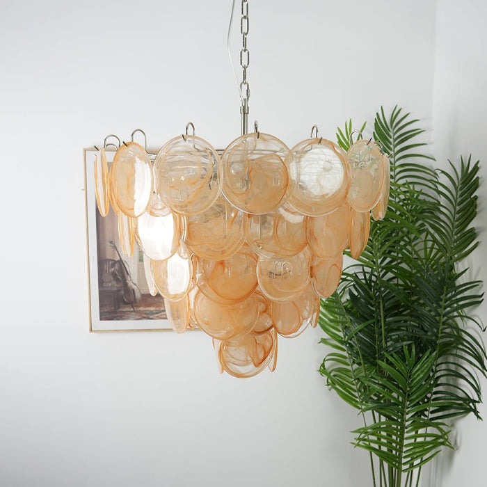 Orange Glass Disc Chandelier - Simprolos