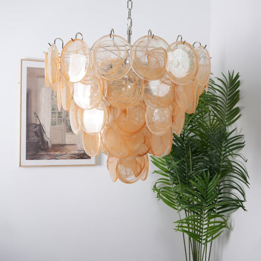 Orange Glass Disc Chandelier - Simprolos