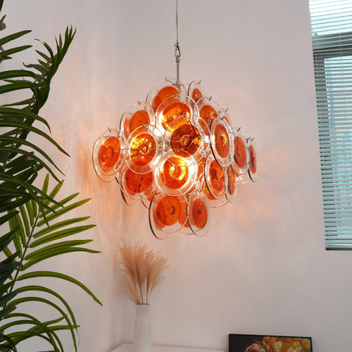 Orange Transparent Glass Disc Chandelier - Simprolos