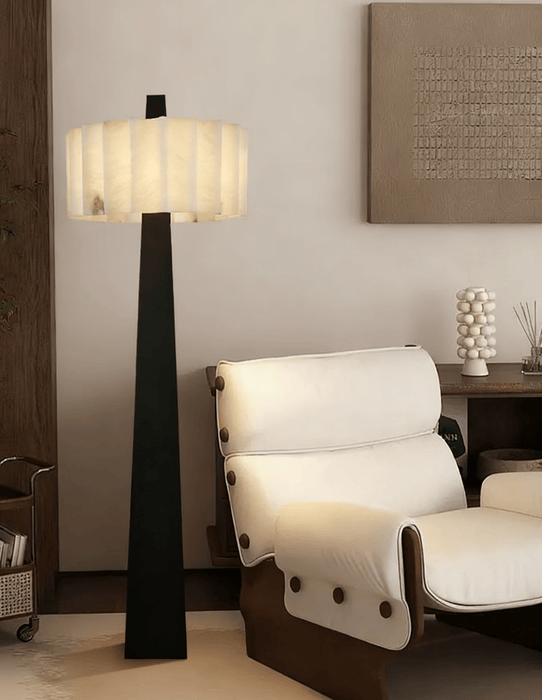 Origami Pleat Alabaster Floor Lamp - Simprolos