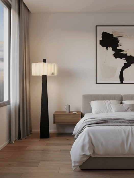 Origami Pleat Alabaster Floor Lamp - Simprolos