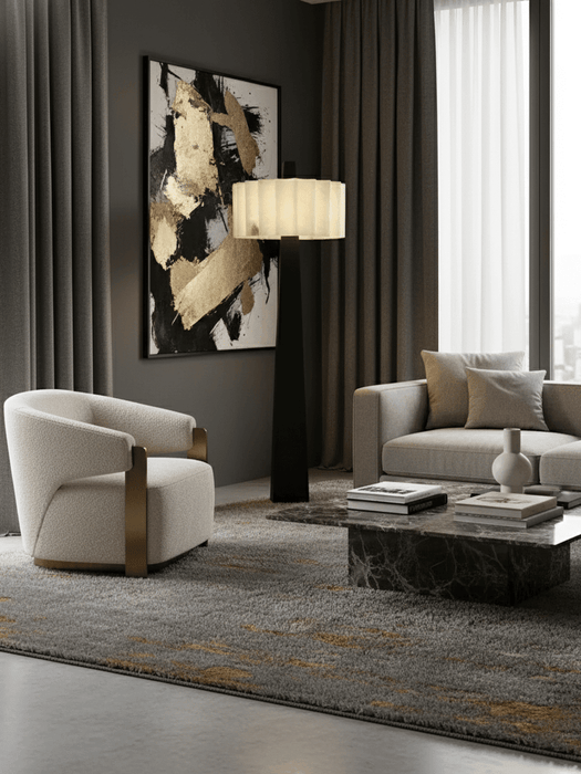 Origami Pleat Alabaster Floor Lamp - Simprolos