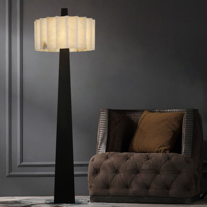 Origami Pleat Alabaster Floor Lamp - Simprolos