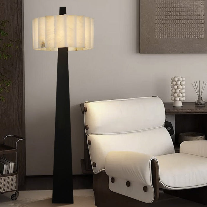 Origami Pleat Alabaster Floor Lamp - Simprolos