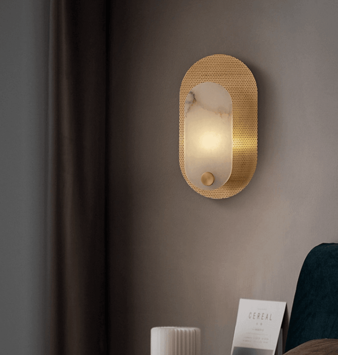 Perforated Oval Alabaster Wall Sconce - Simprolos