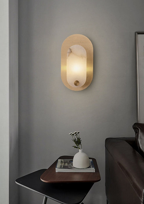 Perforated Oval Alabaster Wall Sconce - Simprolos