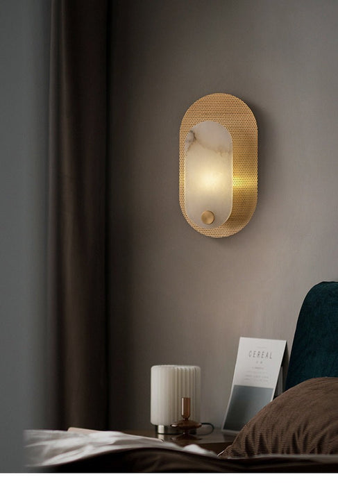 Perforated Oval Alabaster Wall Sconce - Simprolos