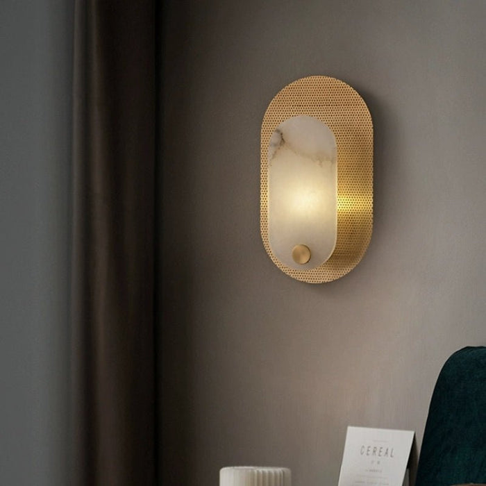 Perforated Oval Alabaster Wall Sconce - Simprolos