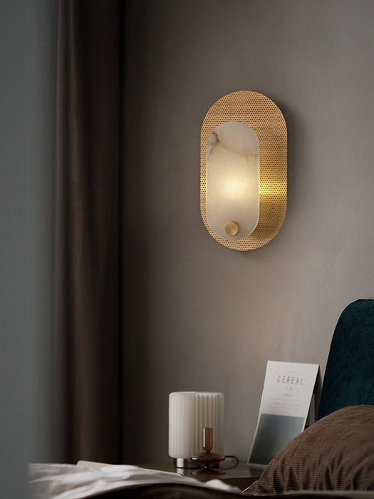 Perforated Oval Alabaster Wall Sconce - Simprolos