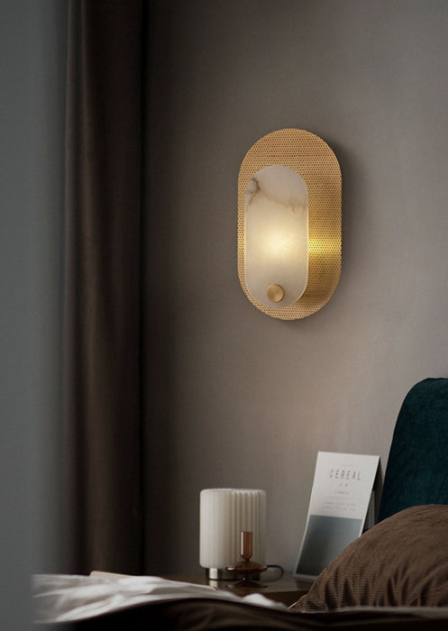 Perforated Oval Alabaster Wall Sconce - Simprolos