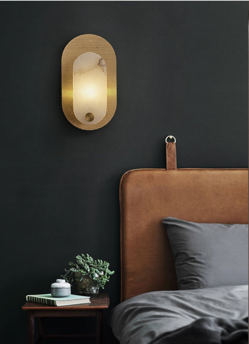 Perforated Oval Alabaster Wall Sconce - Simprolos