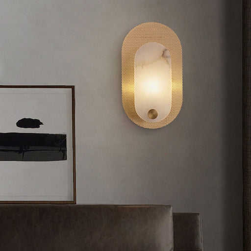 Perforated Oval Alabaster Wall Sconce - Simprolos
