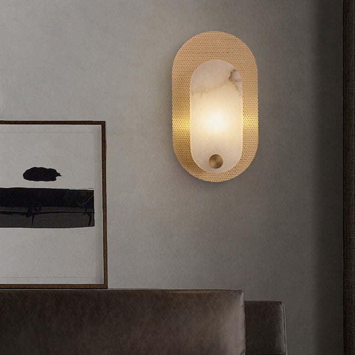 Perforated Oval Alabaster Wall Sconce - Simprolos