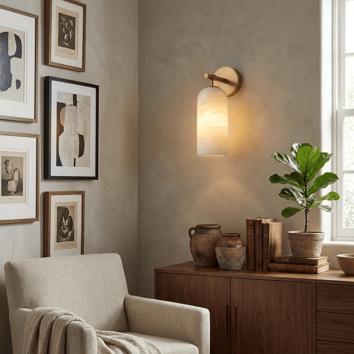 Pillar Alabaster Wall Sconce - Simprolos
