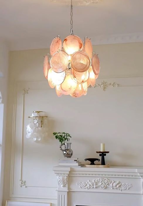 Pink Disc Glass Chandelier - Simprolos
