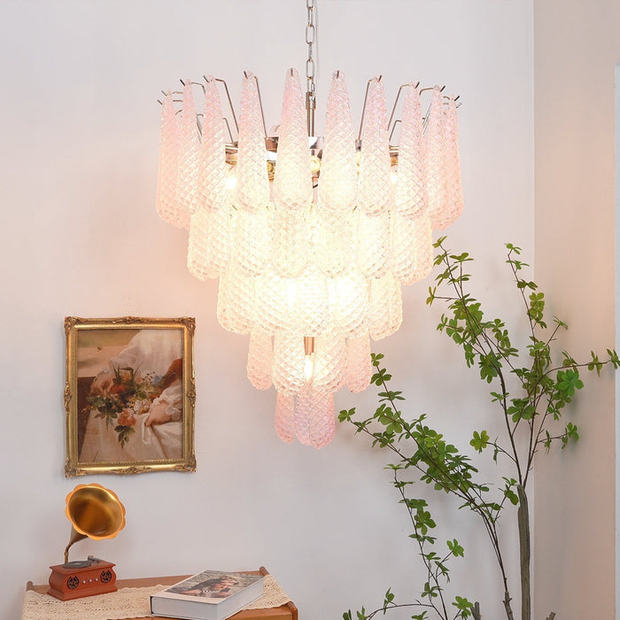 Pink Glass Dewdrop Chandelier - Simprolos