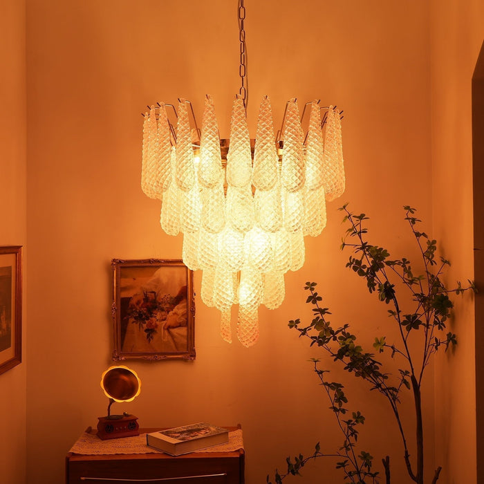 Pink Glass Dewdrop Chandelier - Simprolos