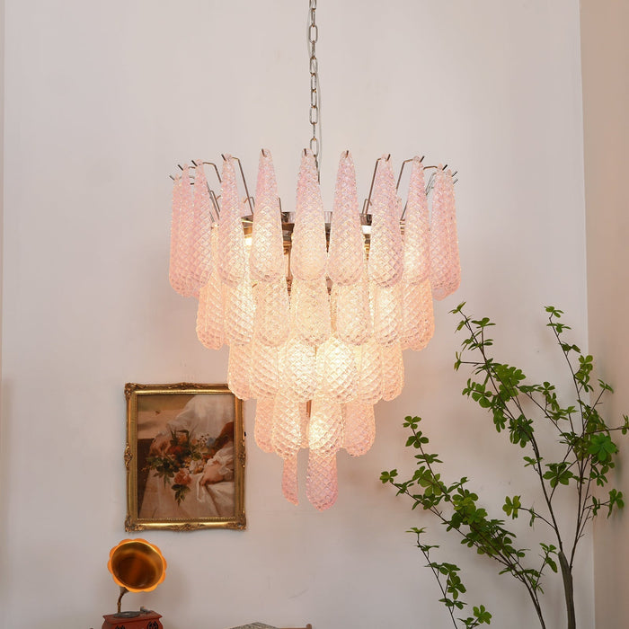 Pink Glass Dewdrop Chandelier - Simprolos
