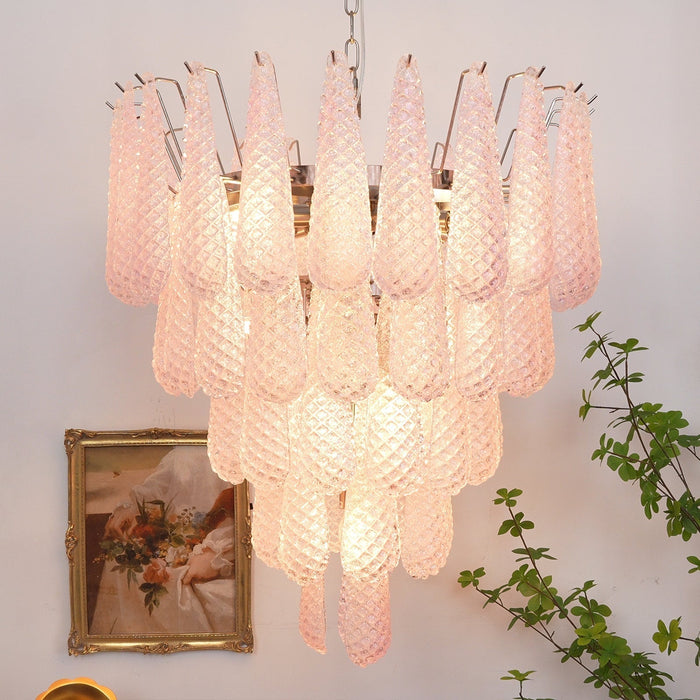 Pink Glass Dewdrop Chandelier - Simprolos