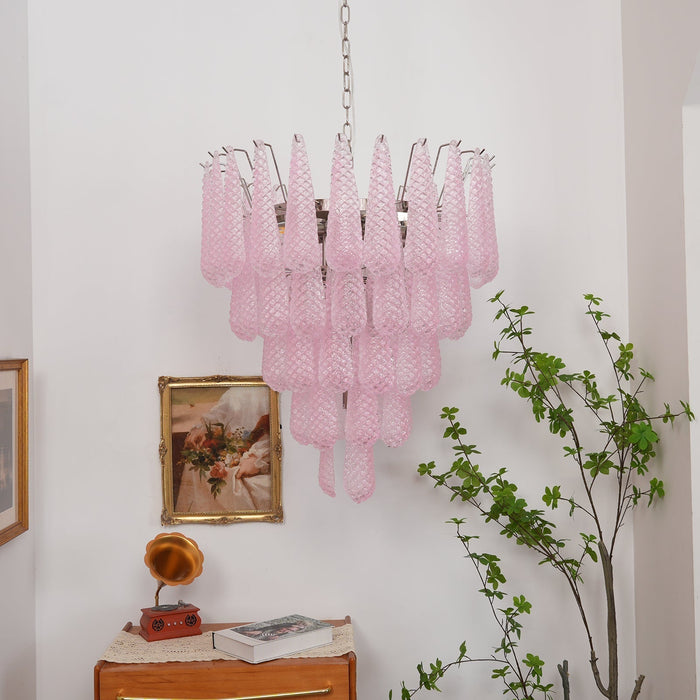 Pink Glass Dewdrop Chandelier - Simprolos