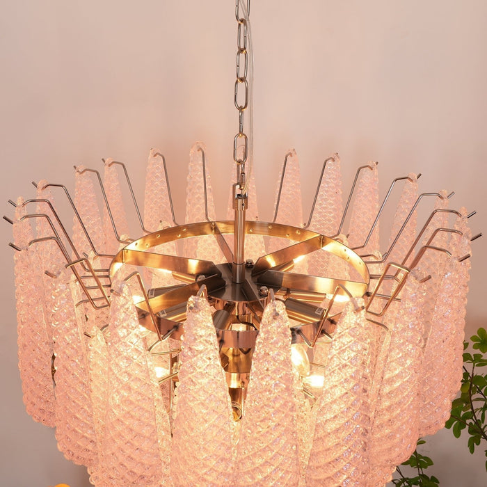 Pink Glass Dewdrop Chandelier - Simprolos