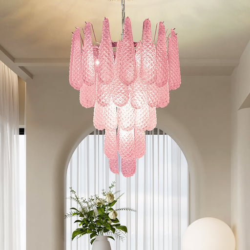 Pink Glass Droplet Chandelier - Simprolos