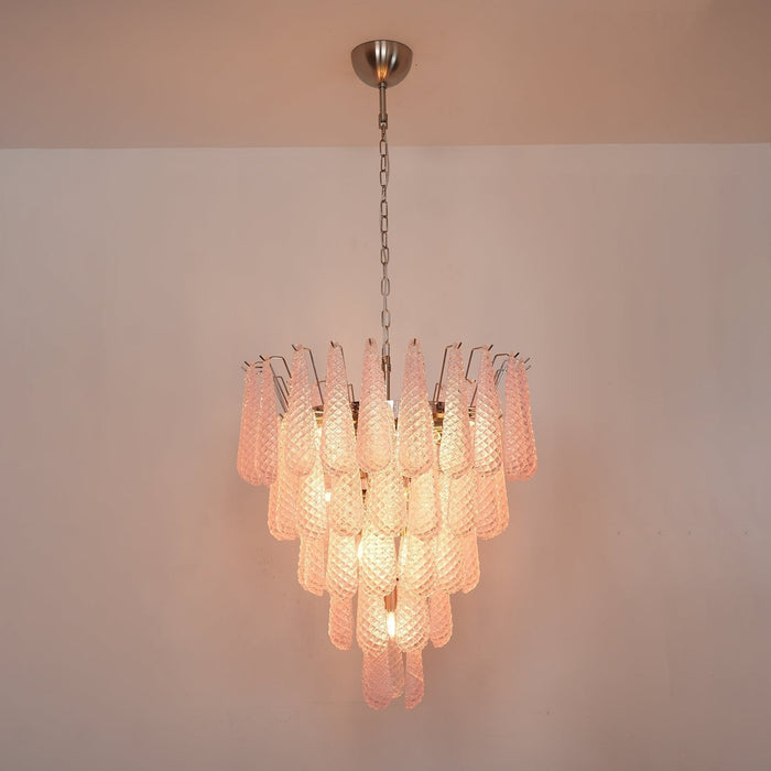Pink Glass Droplet Chandelier - Simprolos
