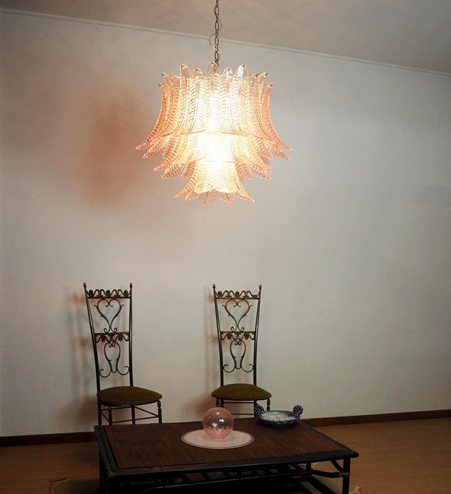 Pink Glass Leaf Chandelier - Simprolos