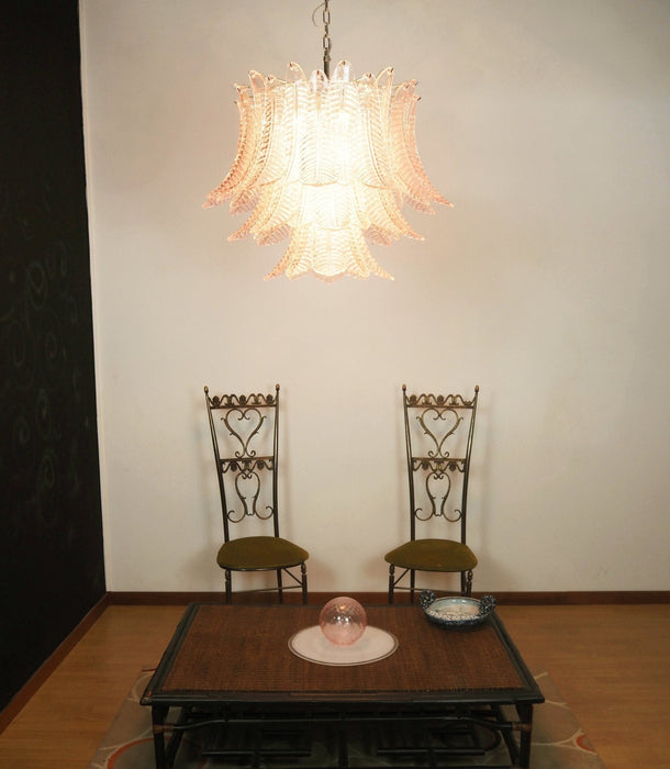 Pink Glass Leaf Chandelier - Simprolos