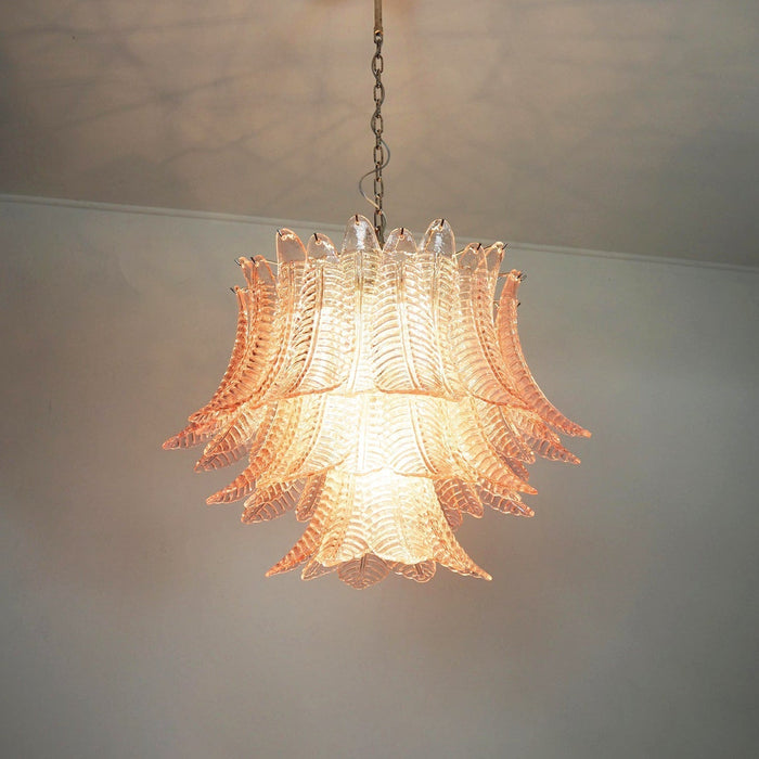 Pink Glass Leaf Chandelier - Simprolos