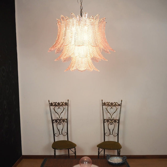 Pink Glass Leaf Chandelier - Simprolos