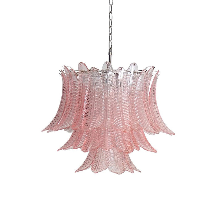 Pink Glass Leaf Chandelier - Simprolos