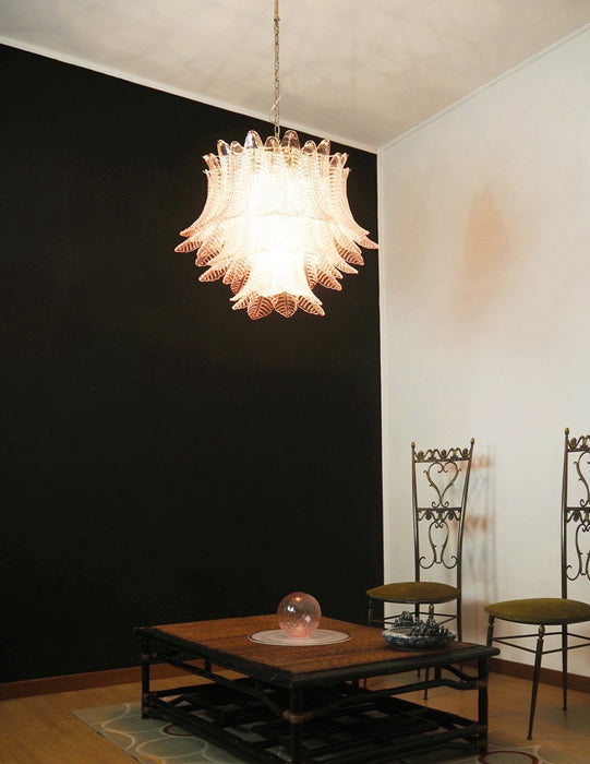 Pink Glass Leaf Chandelier - Simprolos